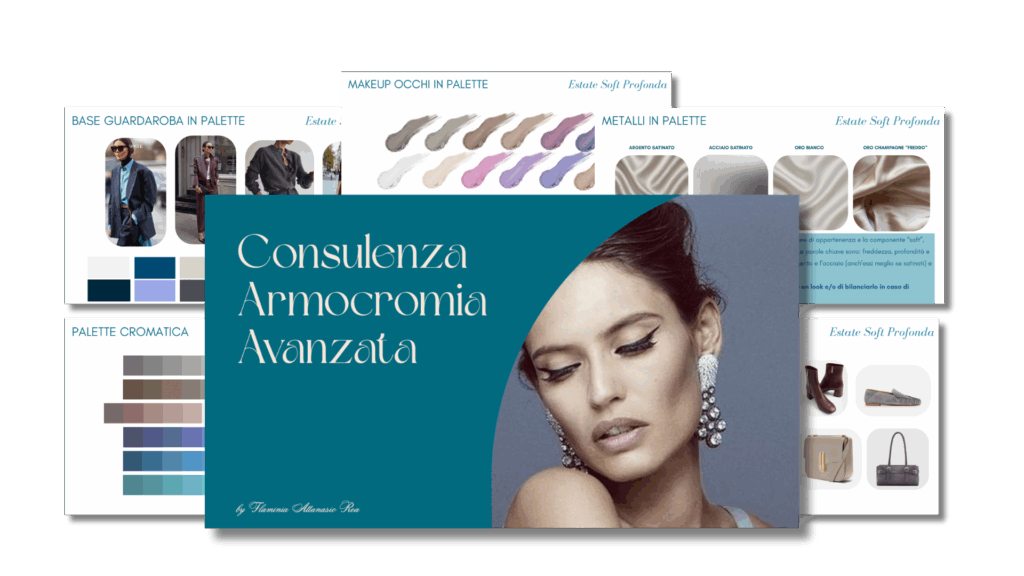 Materiale informativo utilizzato durante consulenze di armocromia e stile.
